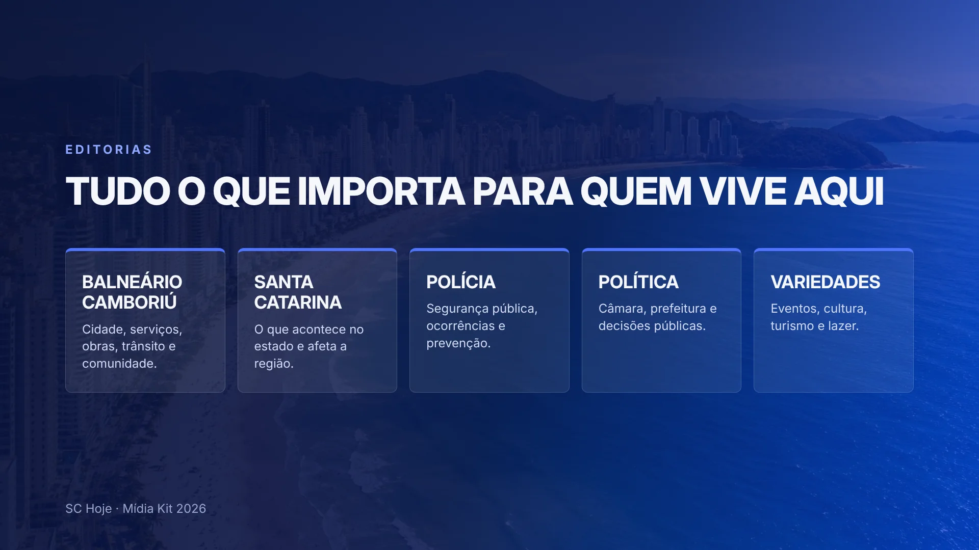 Editorias: Balneário Camboriú, Polícia, Política e Cotidiano.