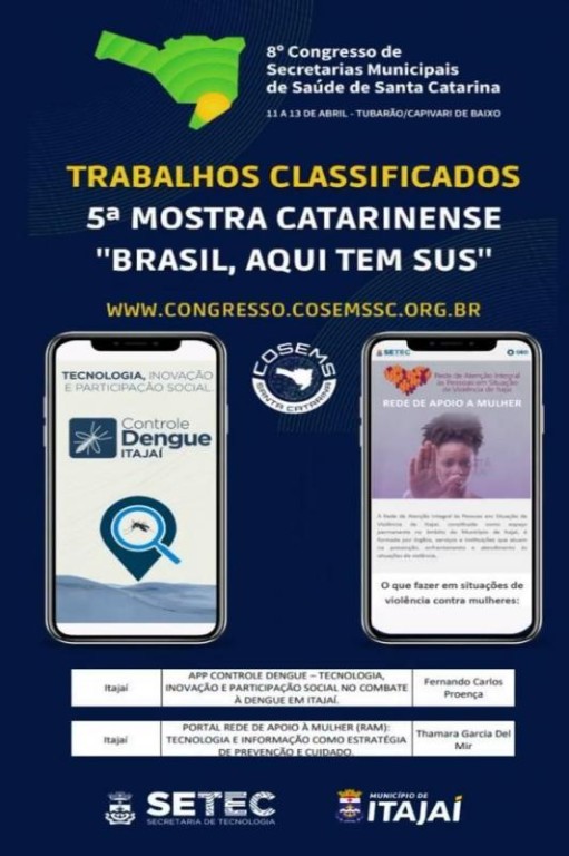 Aplicativos de Itajaí são classificados para 5ª Mostra Catarinense Brasil, aqui tem SUS