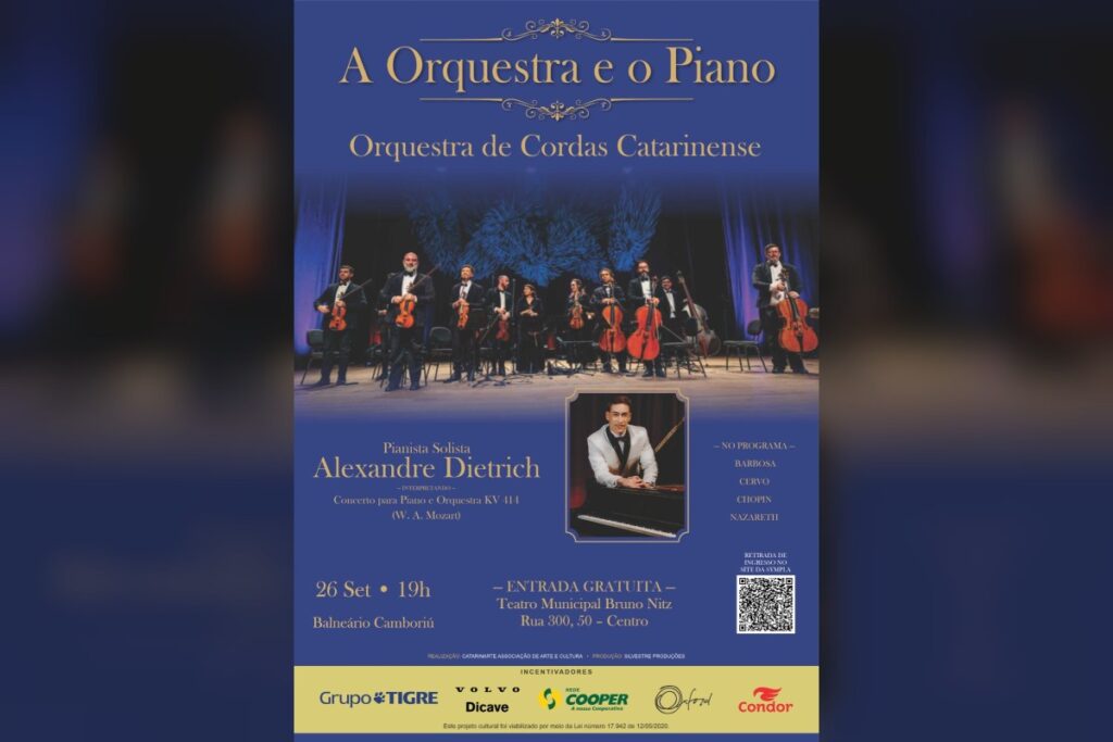 teatro bruno nitz recebe concerto gratuito da orquestra de cordas catarinense neste sábado