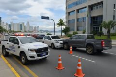 Colisão traseira entre carro e caminhonete ocorre na Martin Luther em BC
