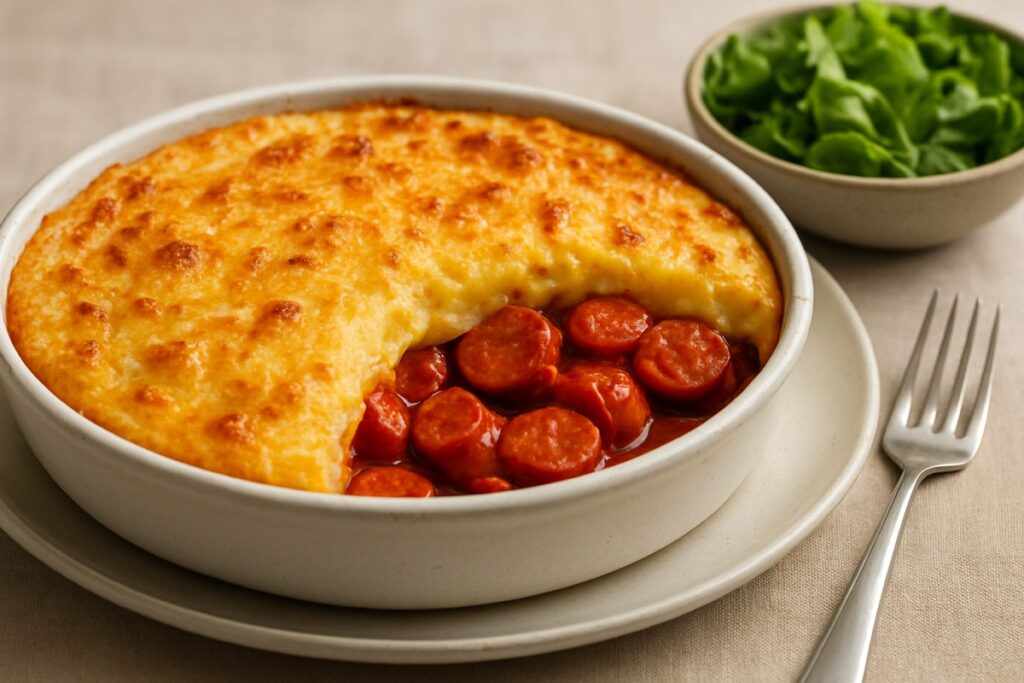 Escondidinho Invertido de Batata e Salsicha