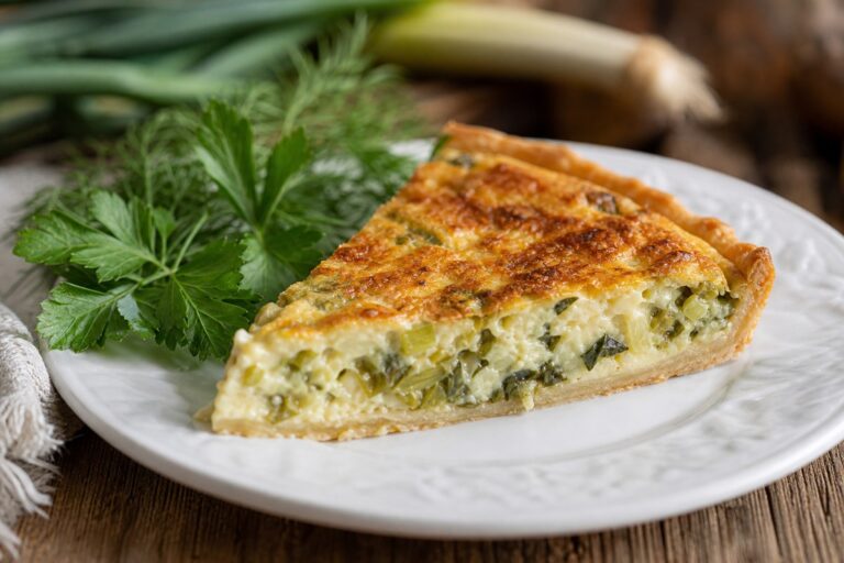 Torta Cremosa de Alho-Poró com Escarola – Receita Prática e Saborosa para o Lanche